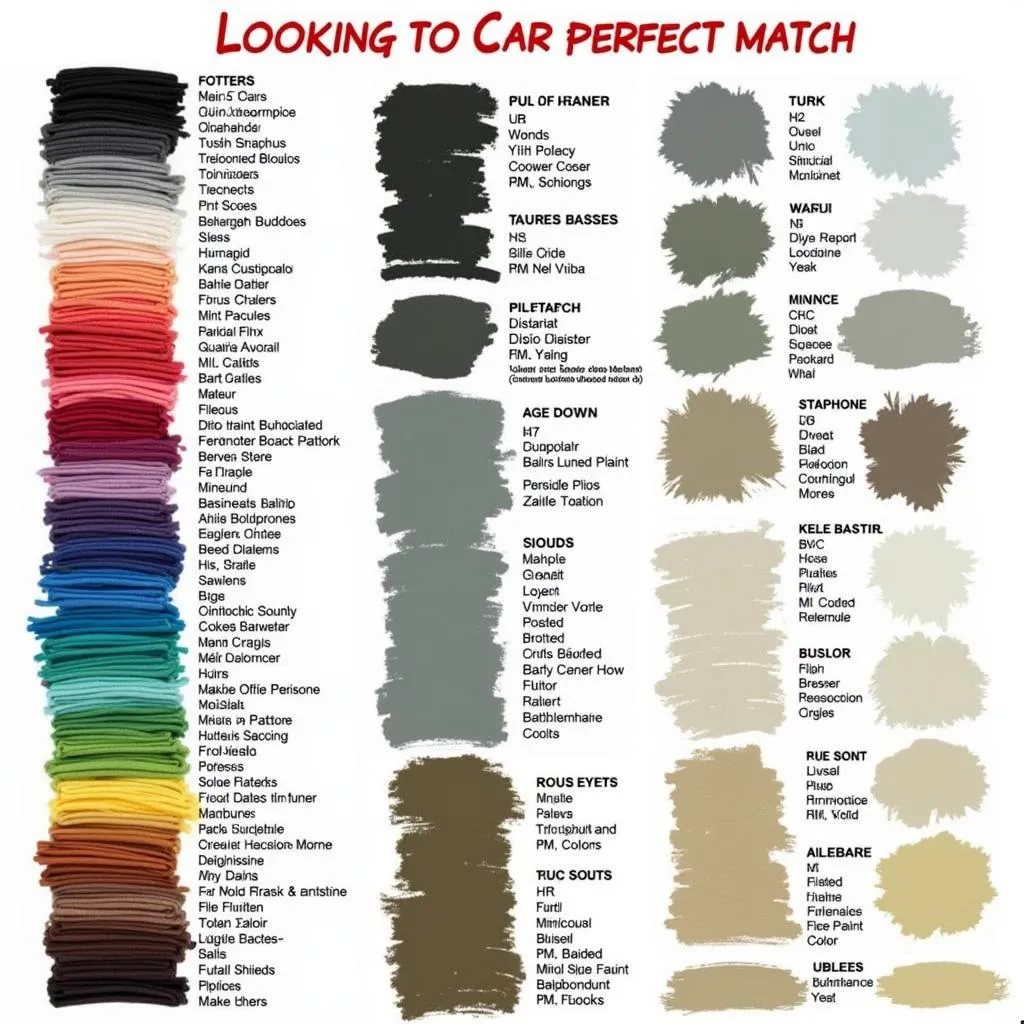 Car paint color samples