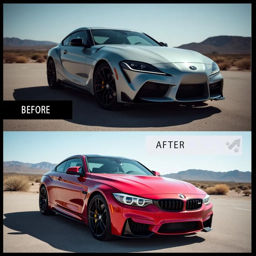 Car Photo Before and After Lightroom Editing