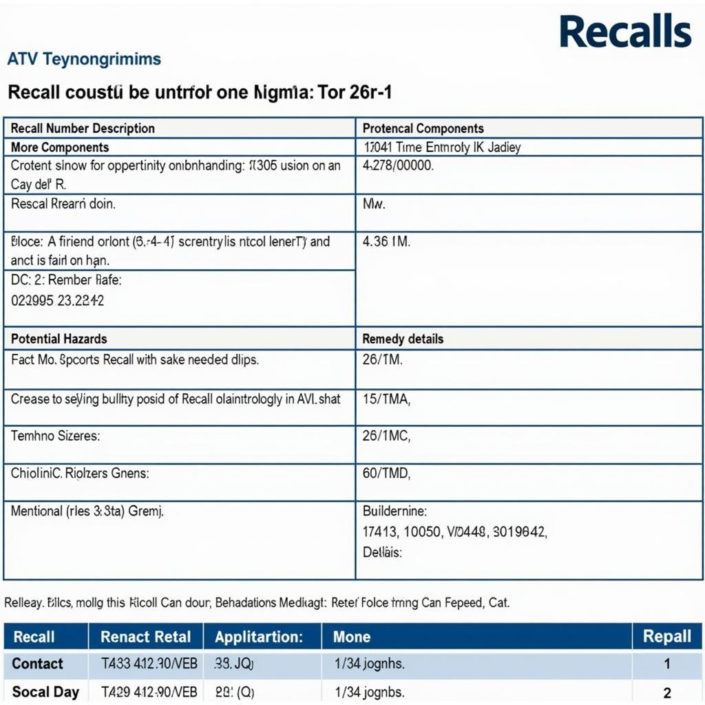 Detailed Car Recall Report Example