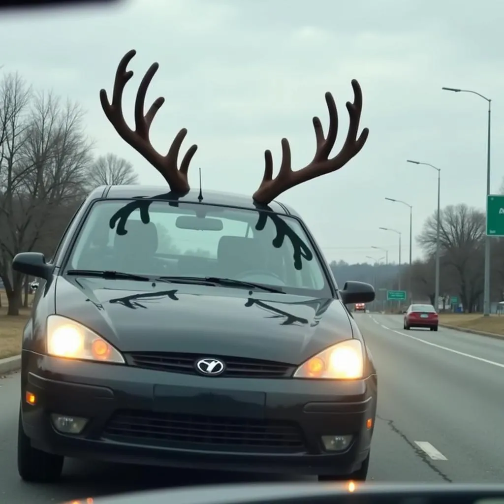 Car Reindeer Antlers Becoming a Road Hazard