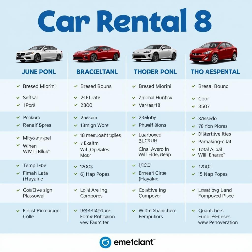 Comparing car rental 8 models