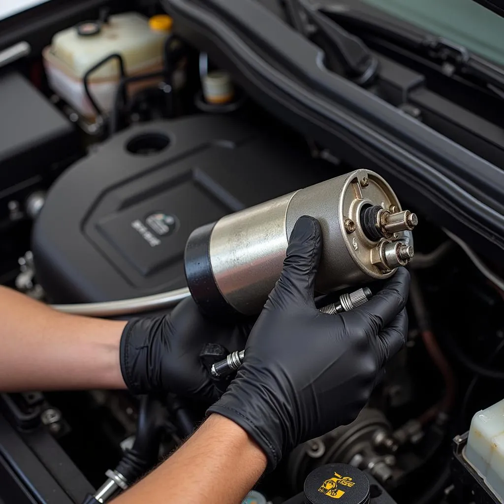 Inspecting a car's starter motor