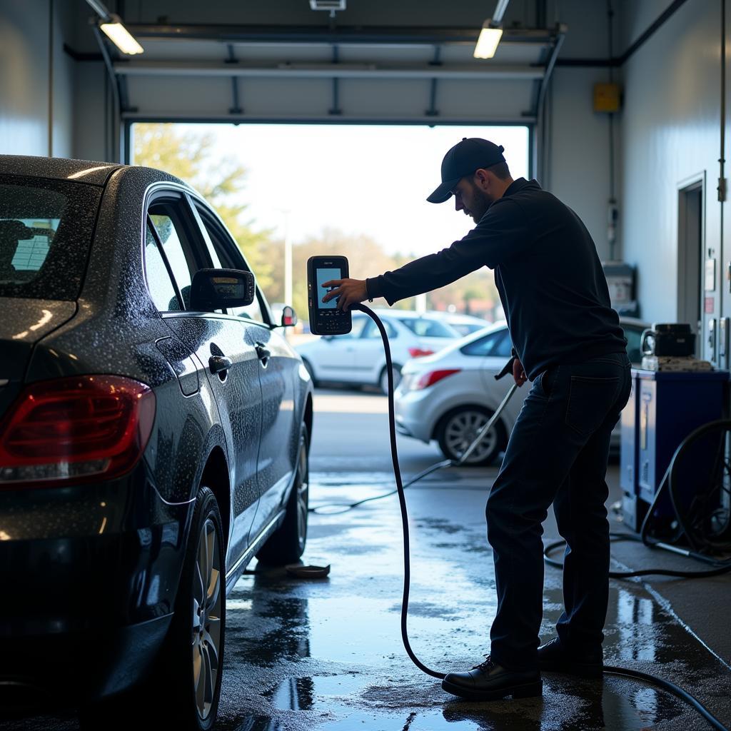 Car wash with an auto dealer scanner