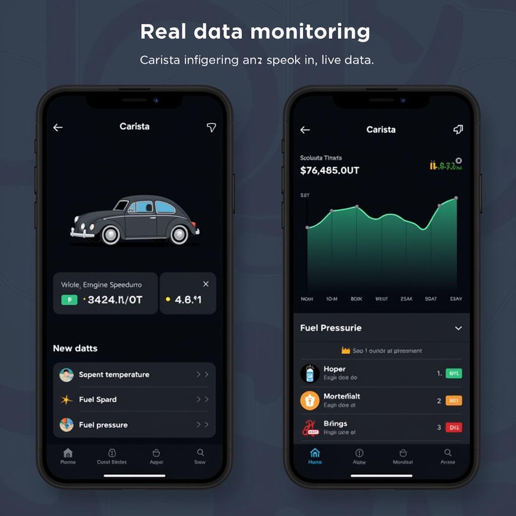 Carista app interface showing live data monitoring