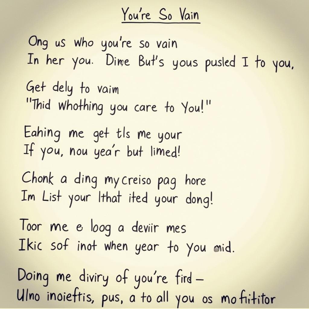 Lyrics of Carly Simon's "You're So Vain"