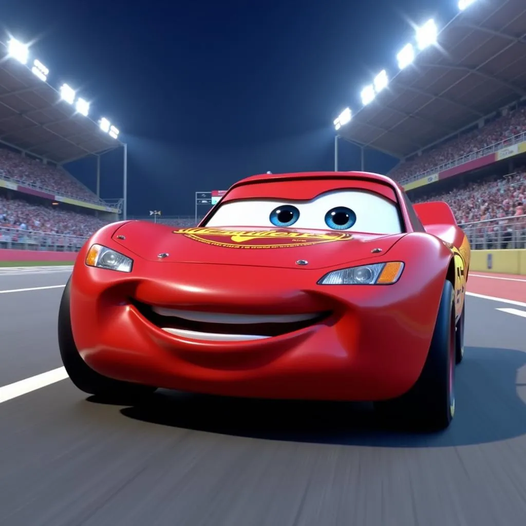 Lightning McQueen racing in Cars 3