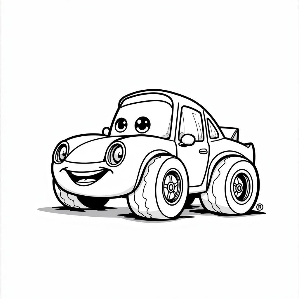 Cartoon Car Coloring Page