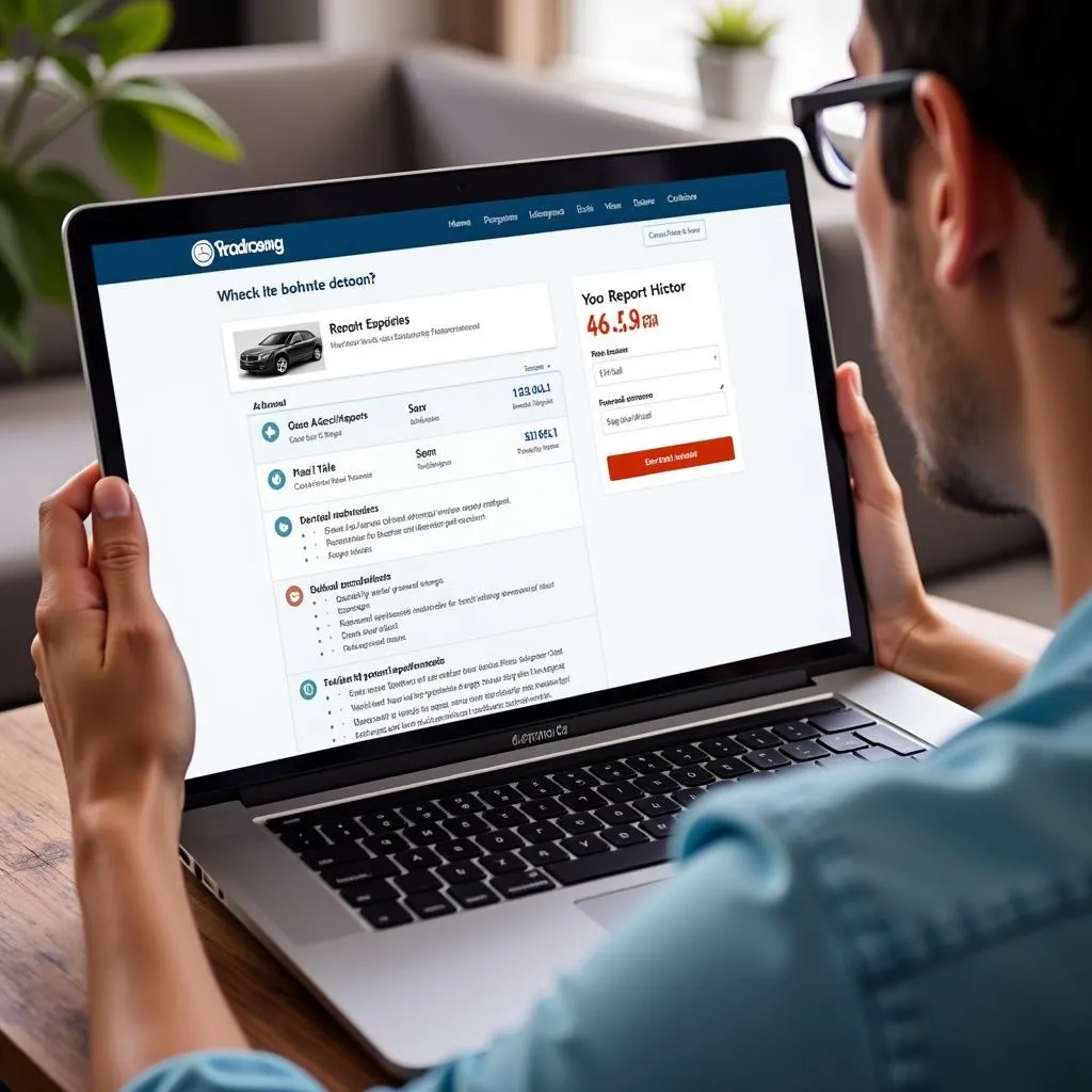 Checking car history report online