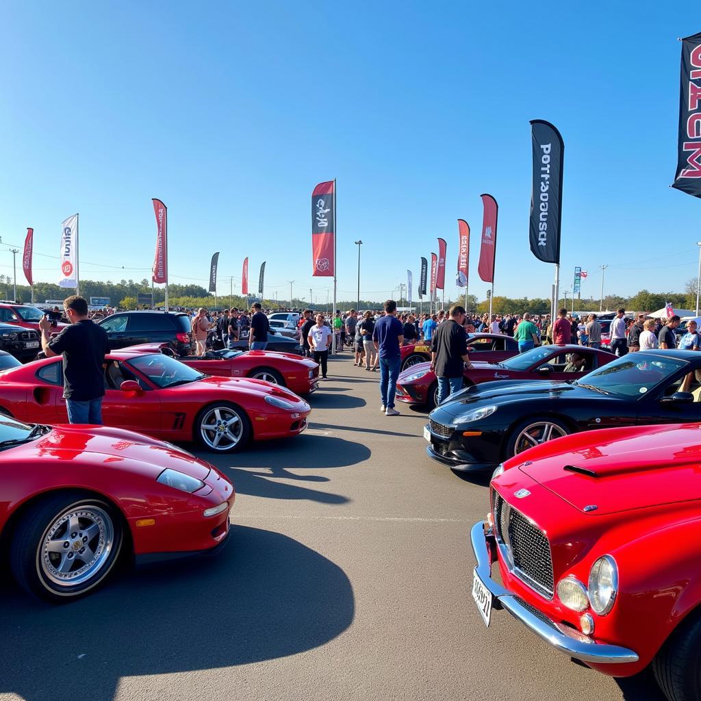 Classic cars on display at a car show