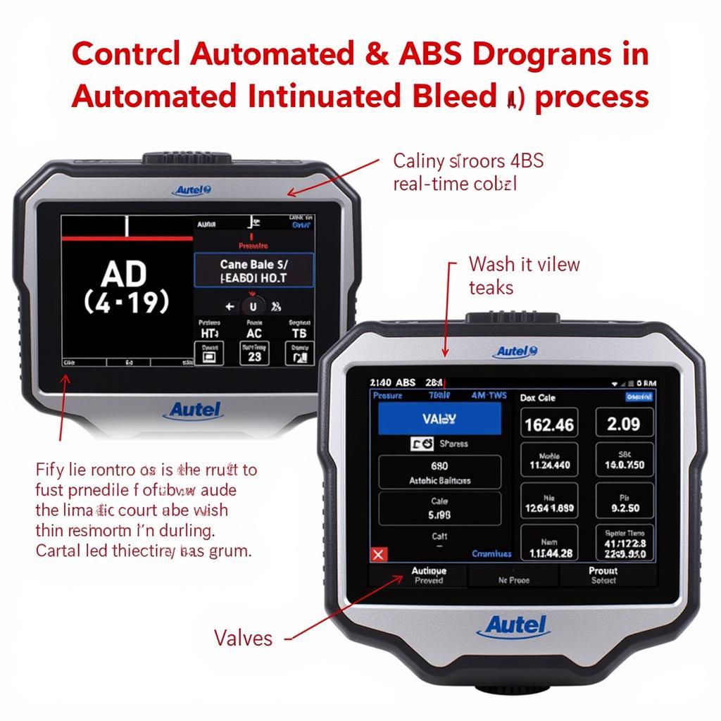 Close-up of Autel Scanner Display Showing ABS Bleed Progress