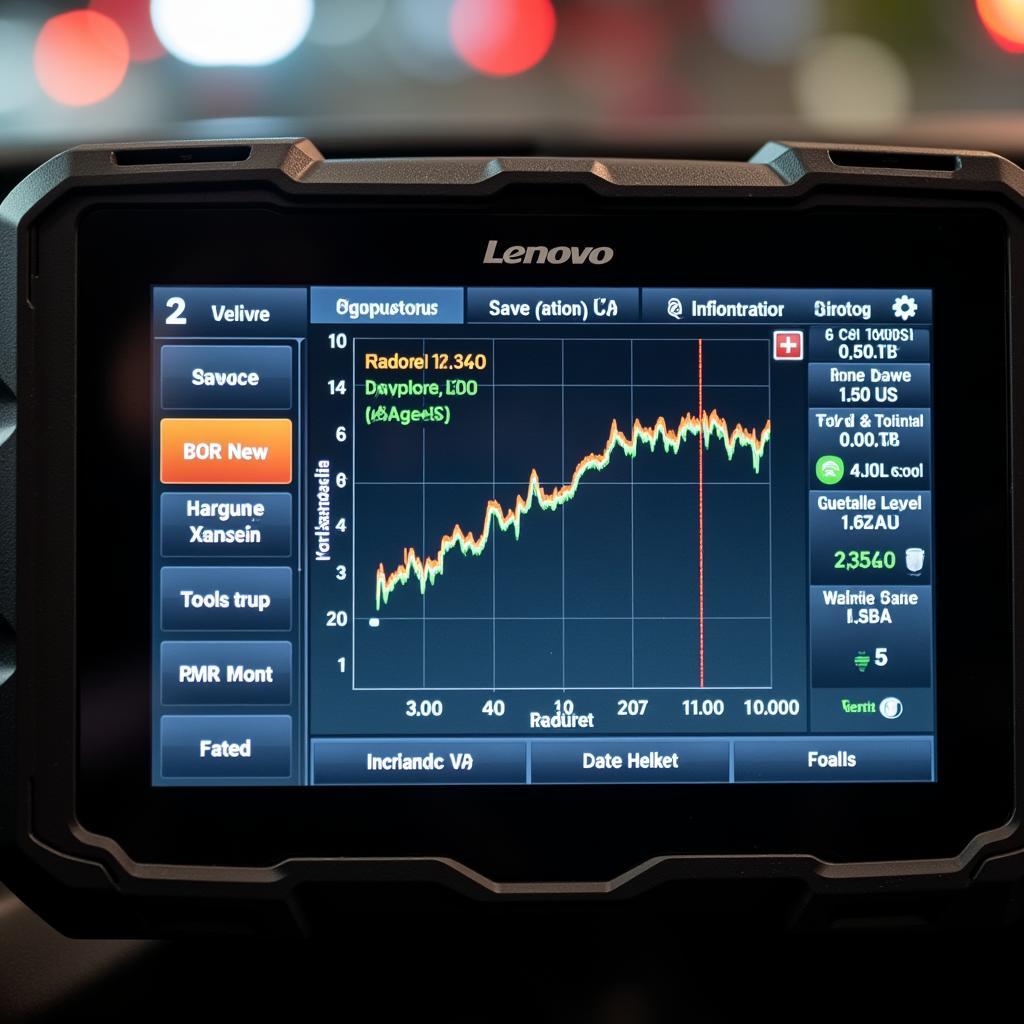 Close-up of Diagnostic Software Interface on Lenovo Scan Tool