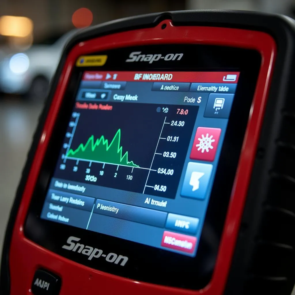 Display screen of a Snap-on scan tool showing diagnostic results