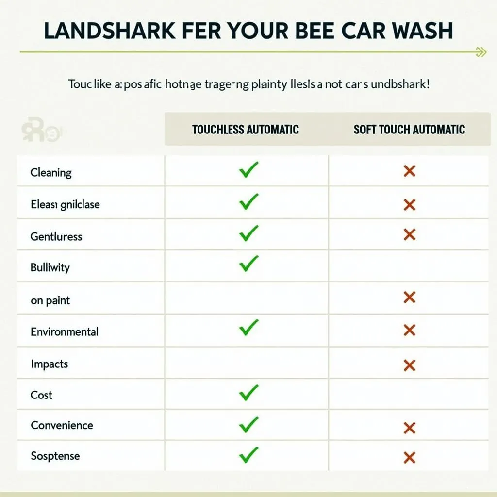 Comparison chart of car wash types