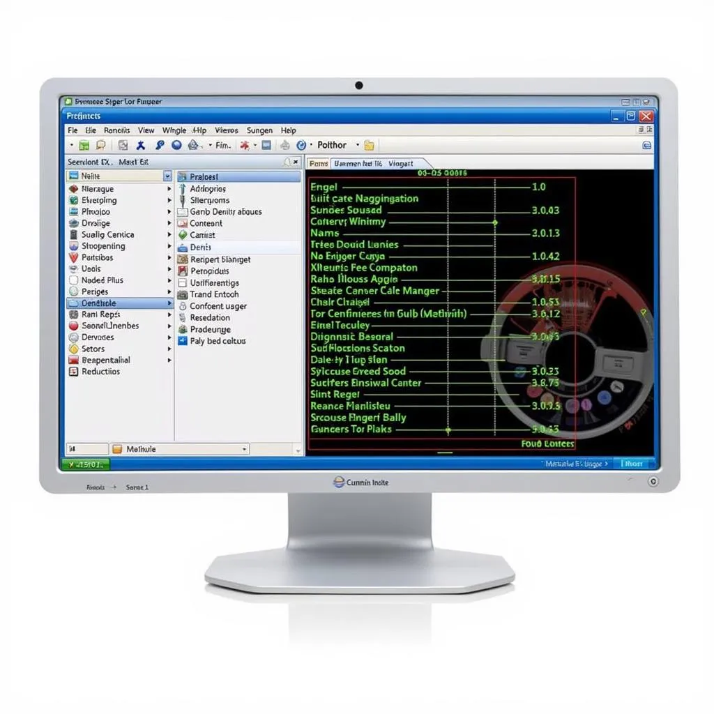 The user interface of the Cummins Insite scan tool software