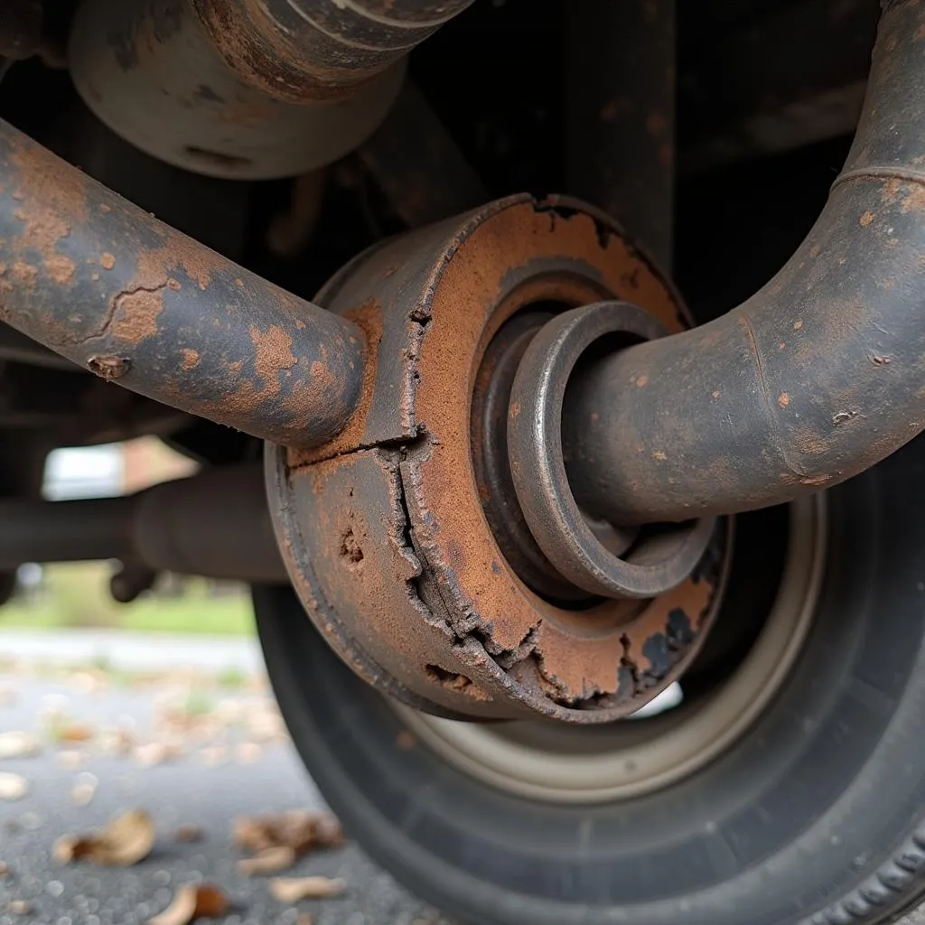 Damaged car axle