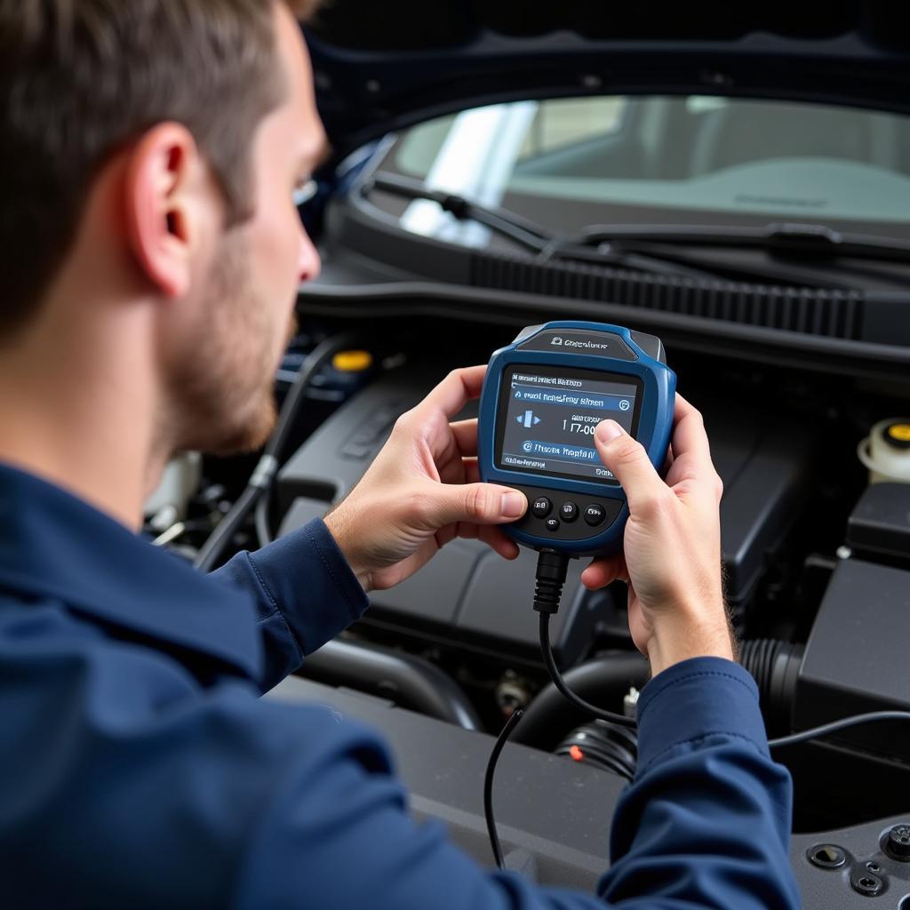 Dealer Scanner Performing Diagnostics on a Car