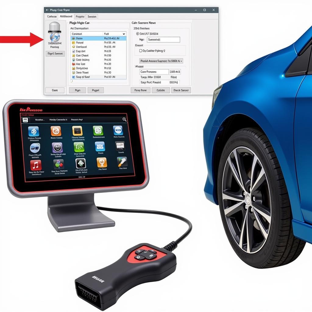 Dealer Scanner with Plugins Connected to a Car