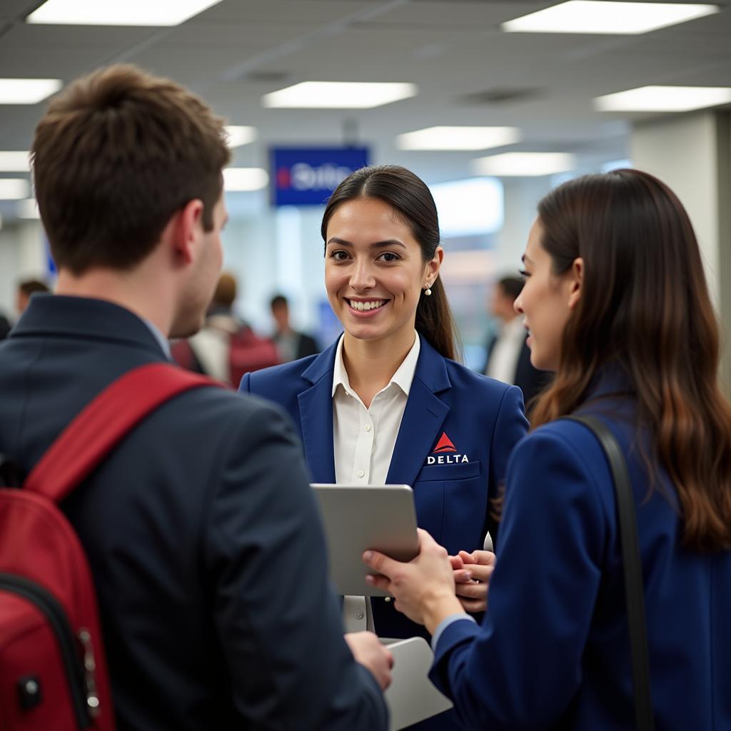 Delta Customer Care Agent Assisting a Traveler