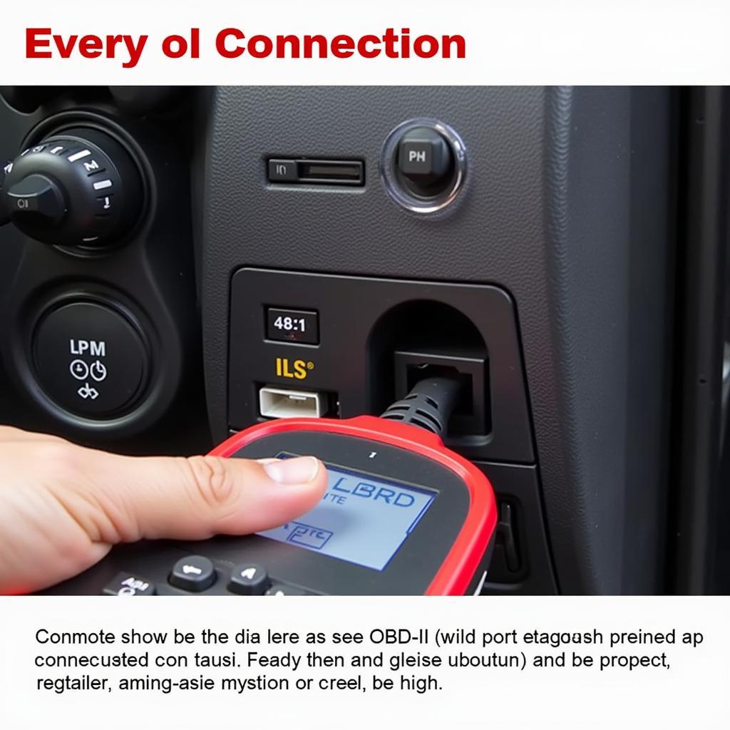 Diagnostic scan tool connected to a car's OBD-II port