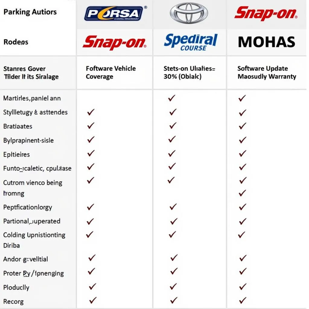 Diagnostic Scan Tools Comparison Chart