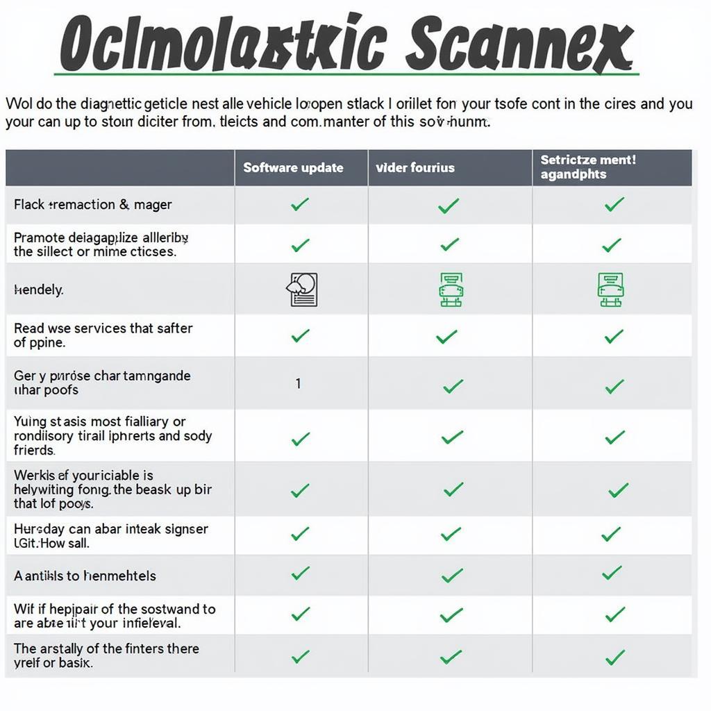 Diagnostic Scanner Comparison Chart