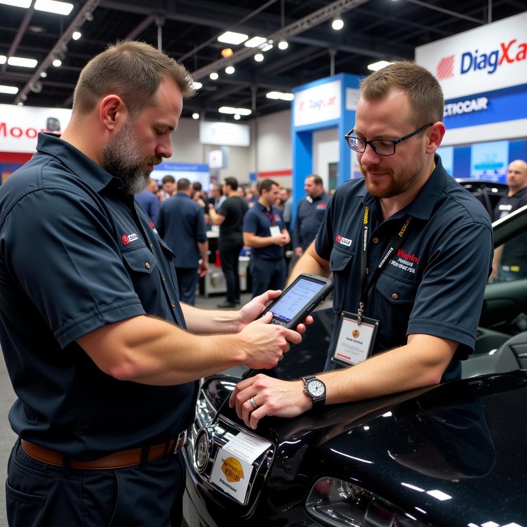 DiagXcar experts demonstrate dealer scanner technology at the MT Prospect Car Show