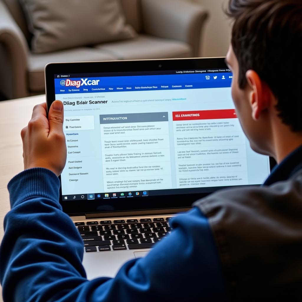 DiagXcar Website Displayed on a Laptop