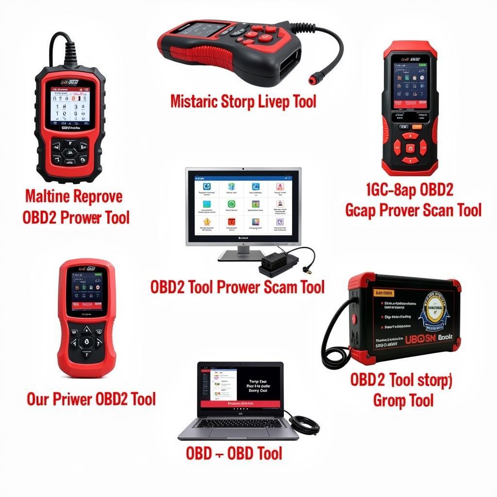 A variety of OBD2 car scan tools on display