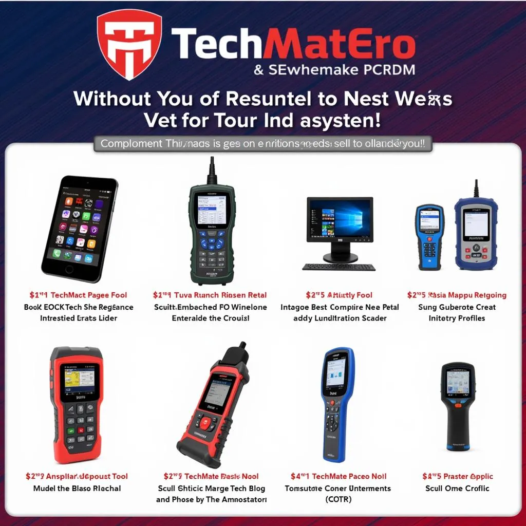 Various TechMate Pro Scan Tool models displayed