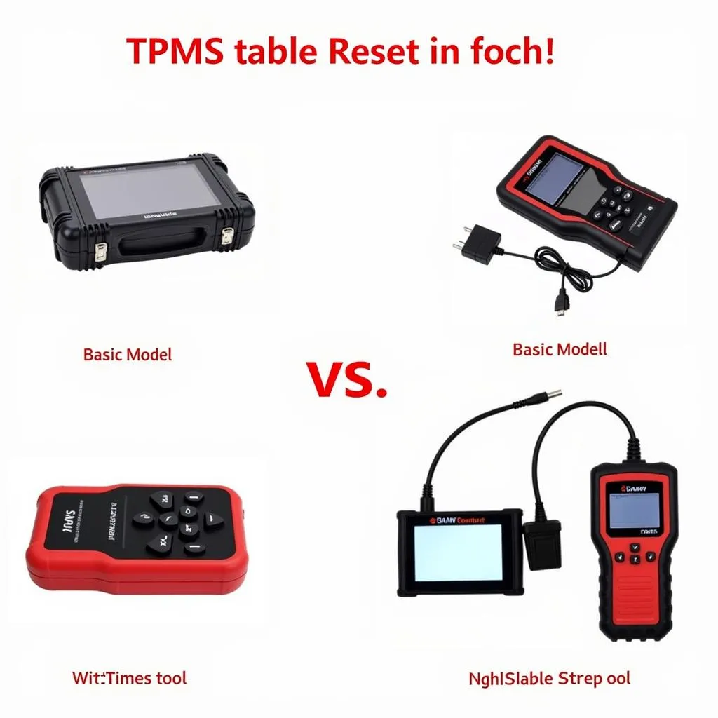 A selection of various TPMS reset tools