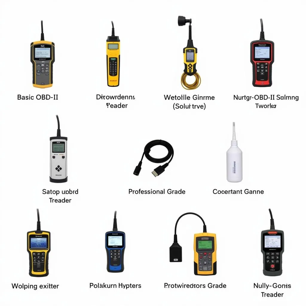 A variety of Volkswagen Scan Tools displayed on a workbench