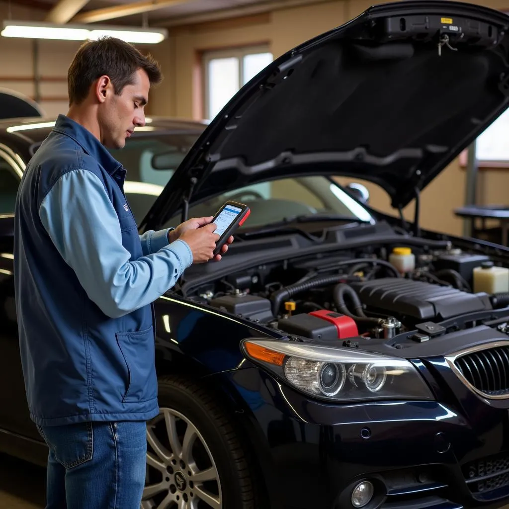 DIY mechanic using a relearn scan tool for car repair