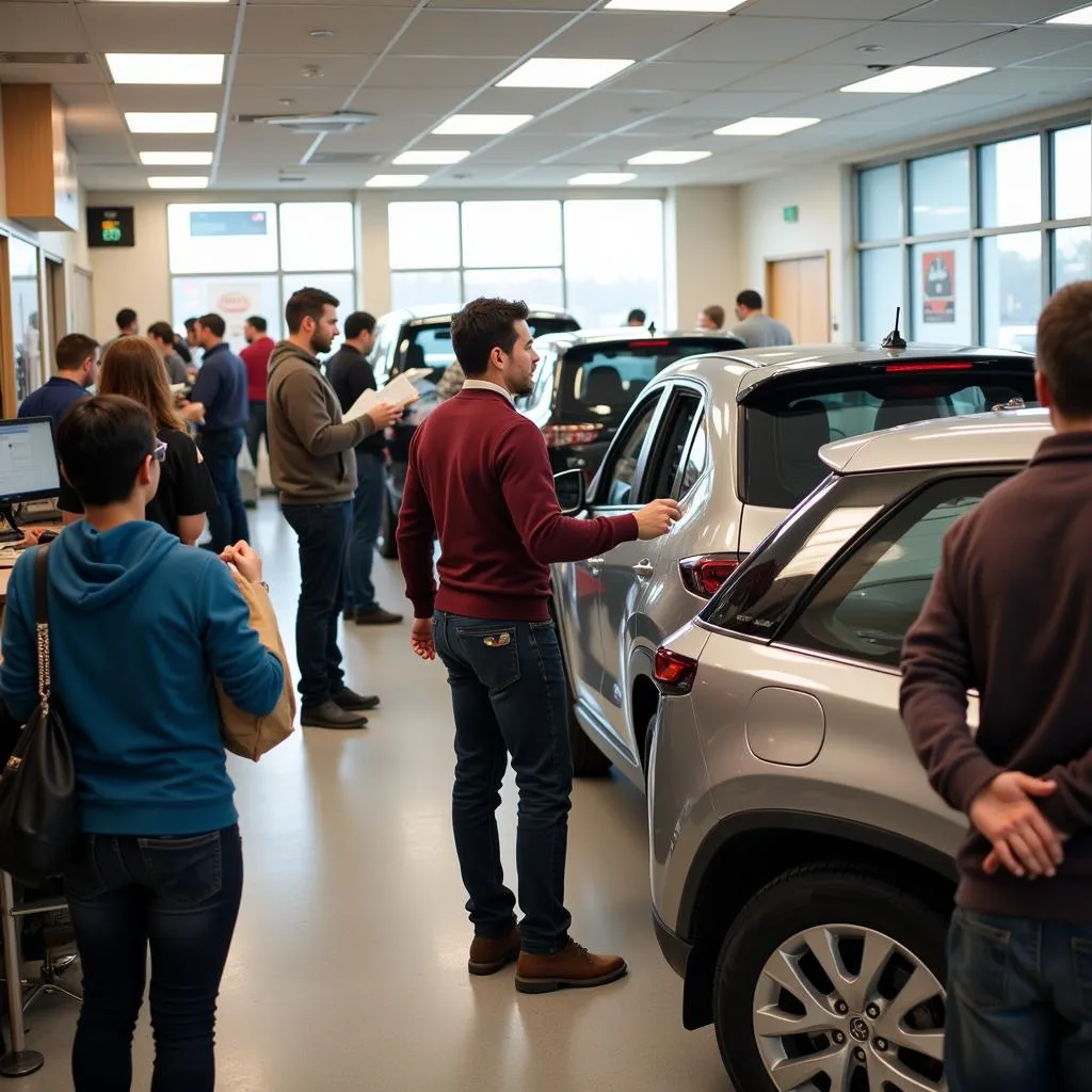 Busy DMV office for car registration