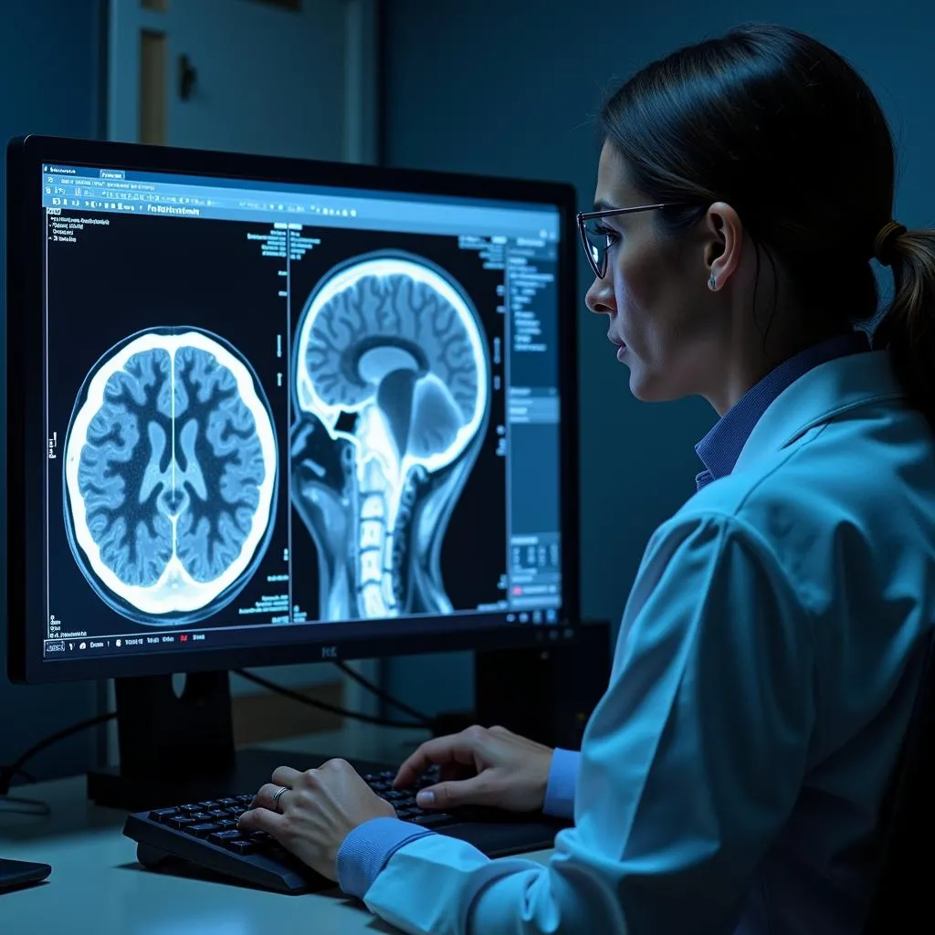 Doctor Analyzing PET Scan