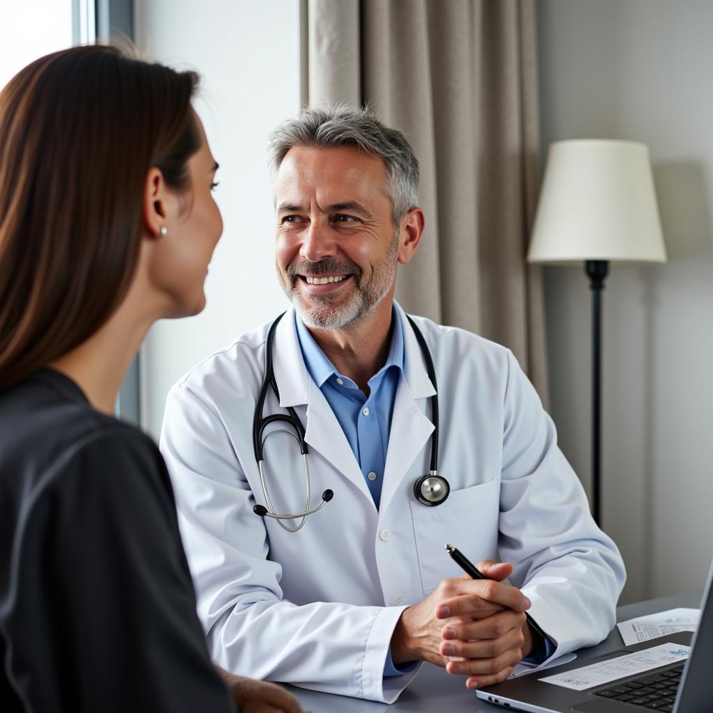 Doctor and patient in consultation, discussing medical history