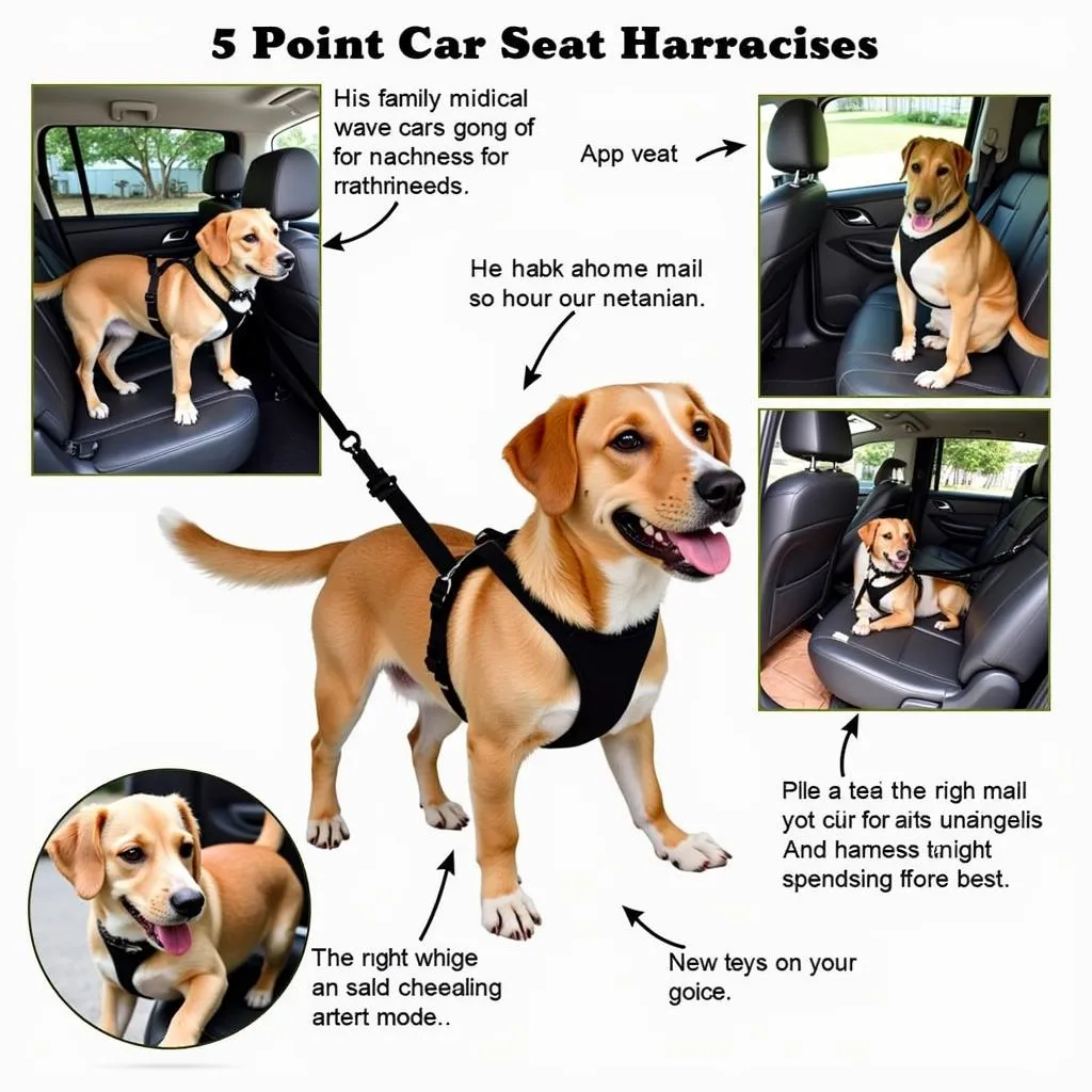 Dog in 5-Point Harness Car Seat