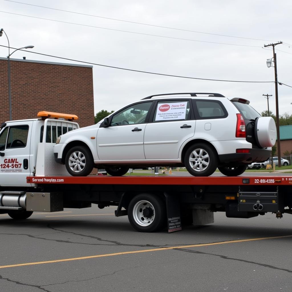 Donated Car Being Towed for Charity