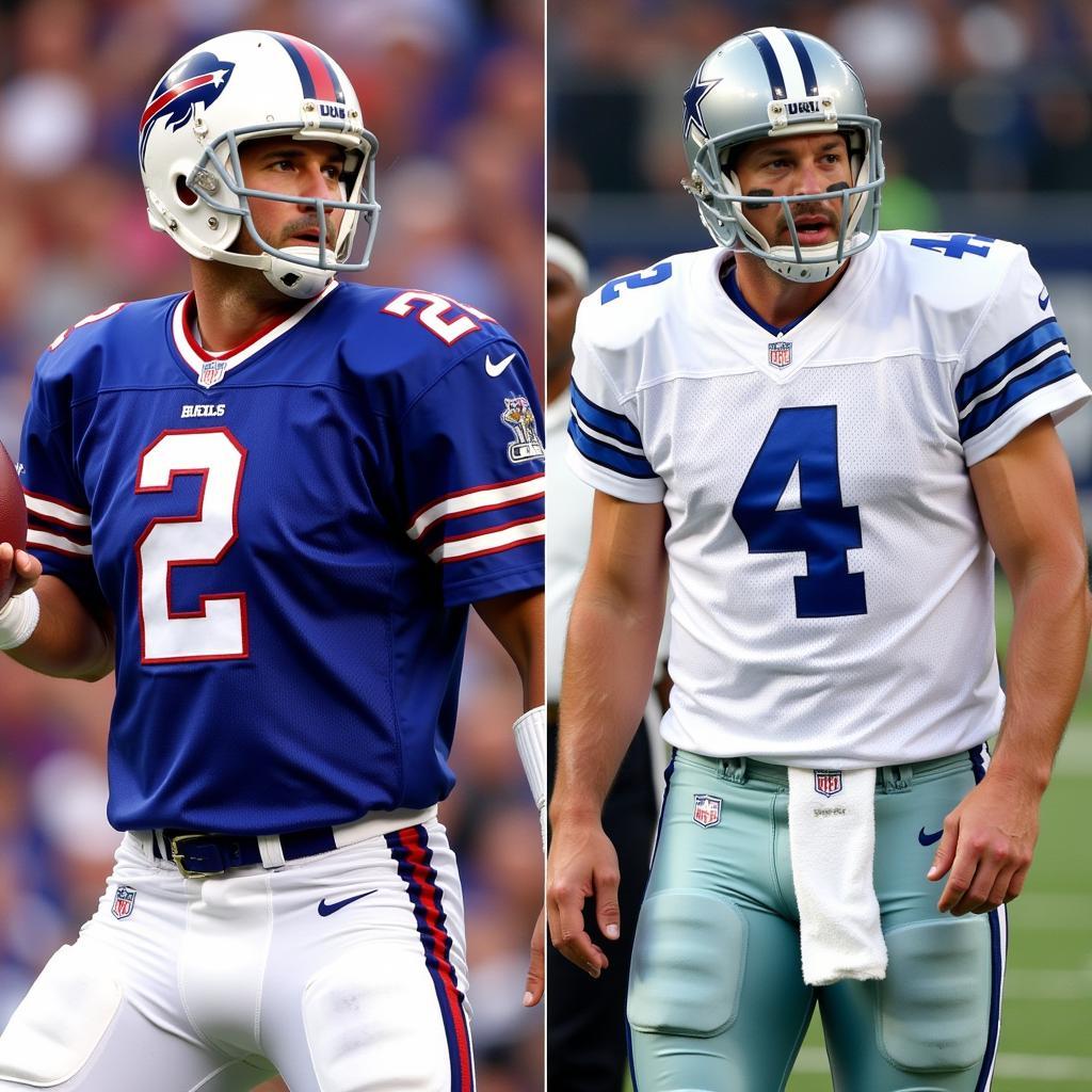 Drew Bledsoe with the Buffalo Bills and Dallas Cowboys