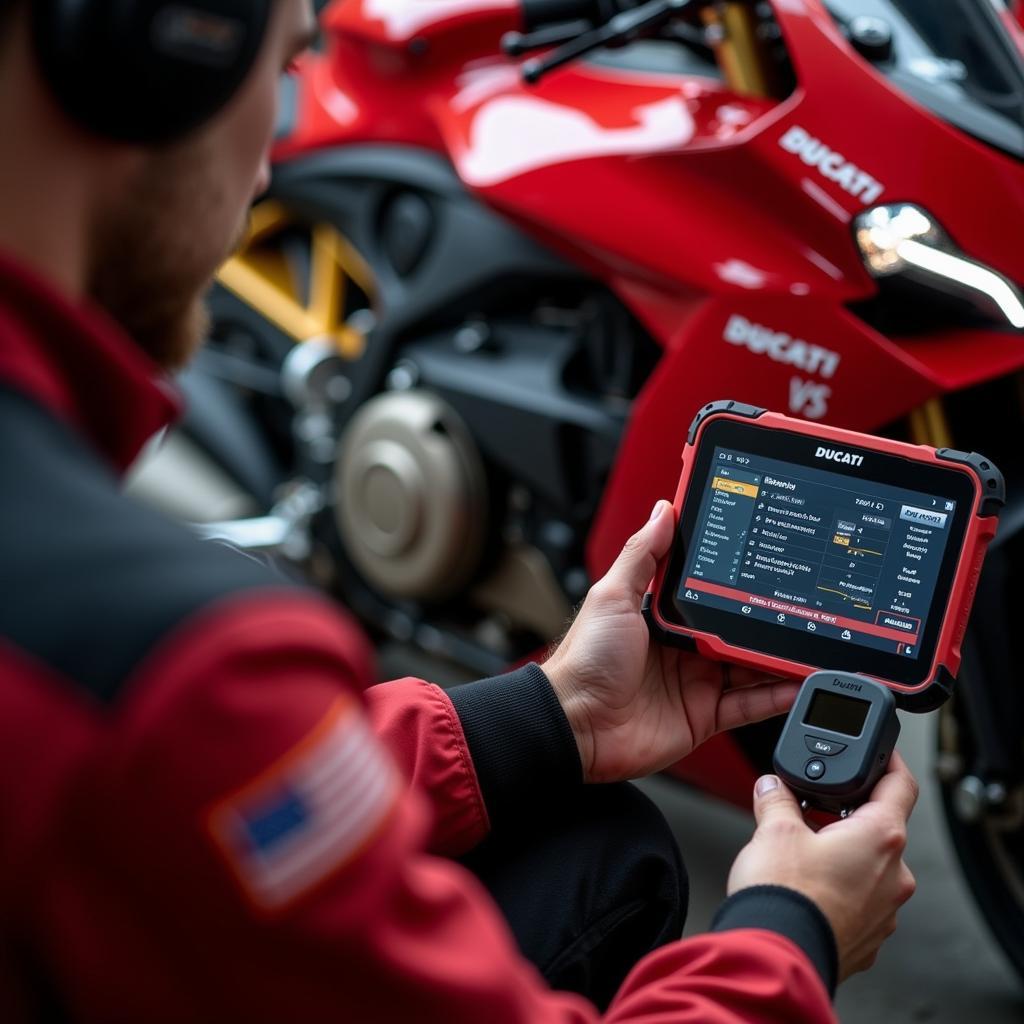 Ducati Diagnostic Tool in Use