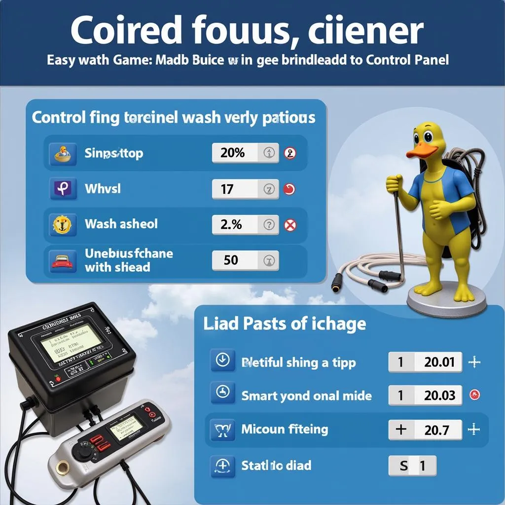 Control panel of a Ducky's Car Wash system