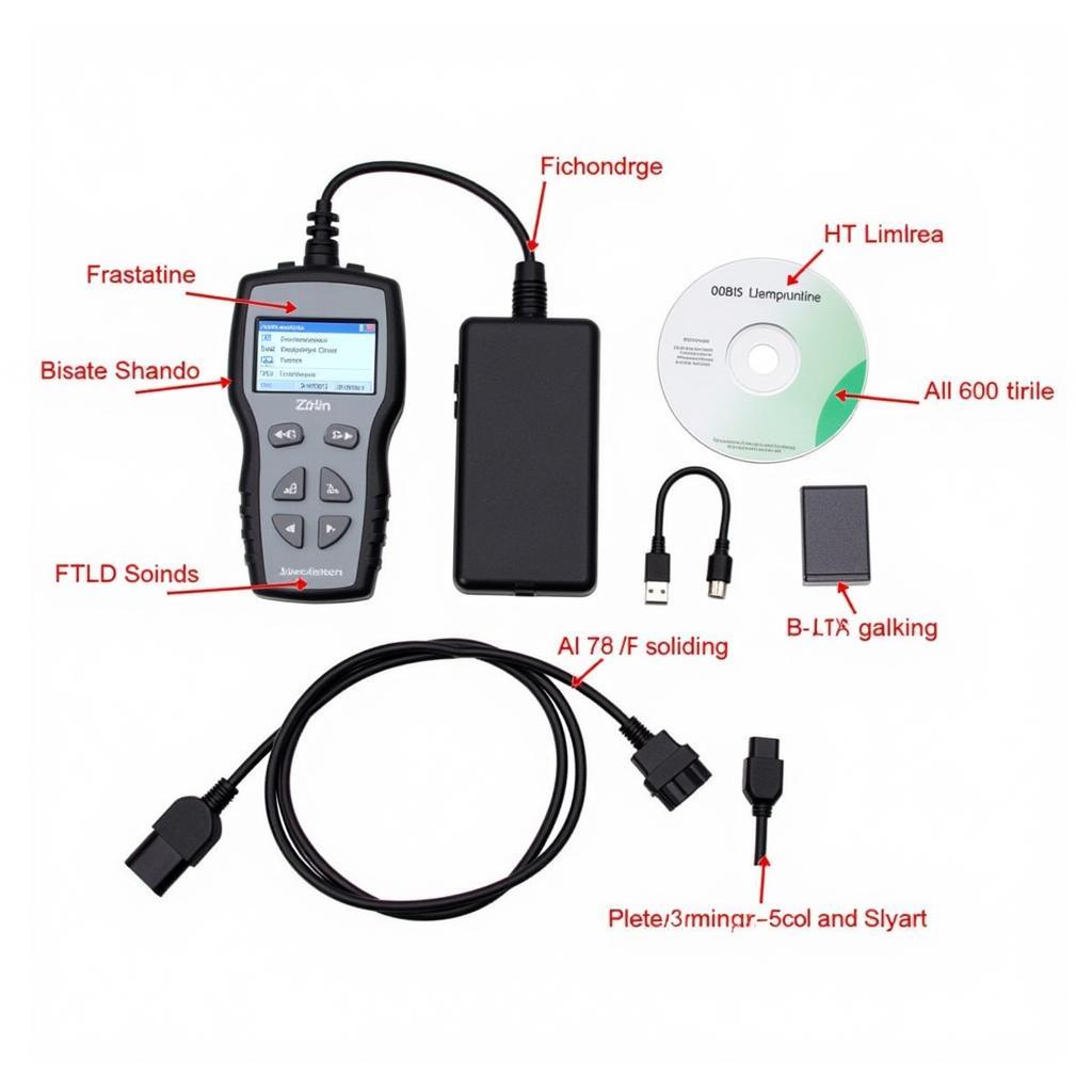 Components of an Echlin TPMS Scan Tool Kit