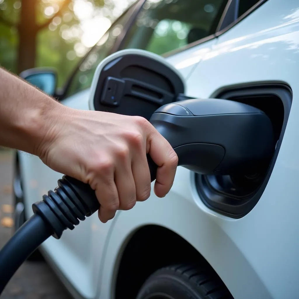 Electric vehicle charging at a station