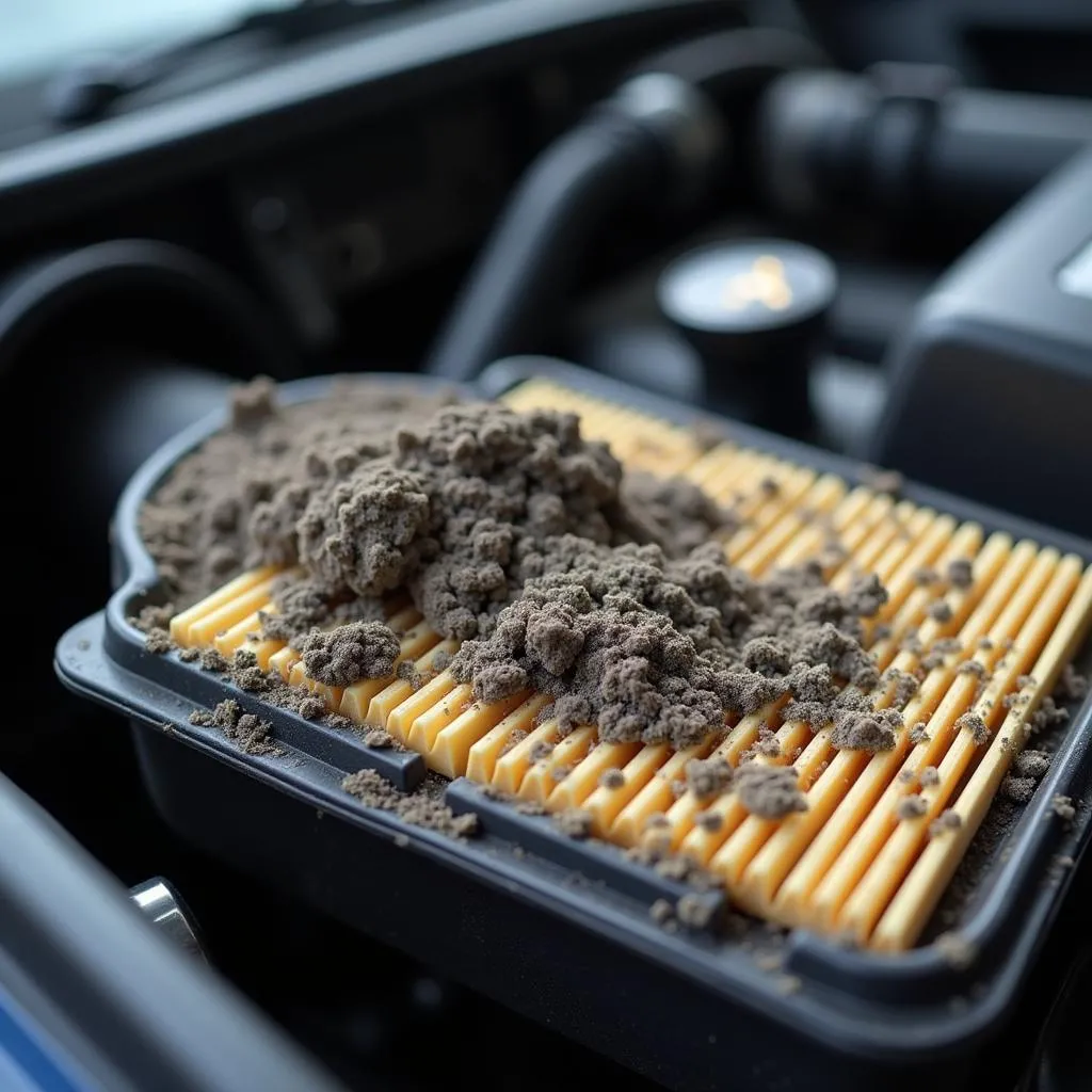 Clogged Car Air Filter