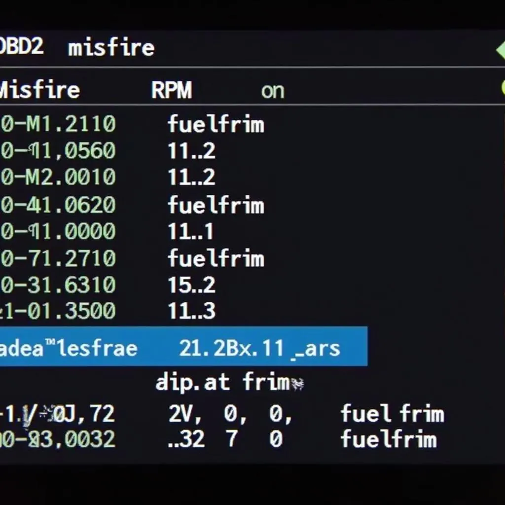 OBD2 Scanner Engine Misfire Data