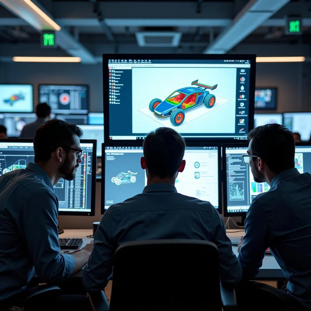 Engineers Collaborating on a Flying Car Design