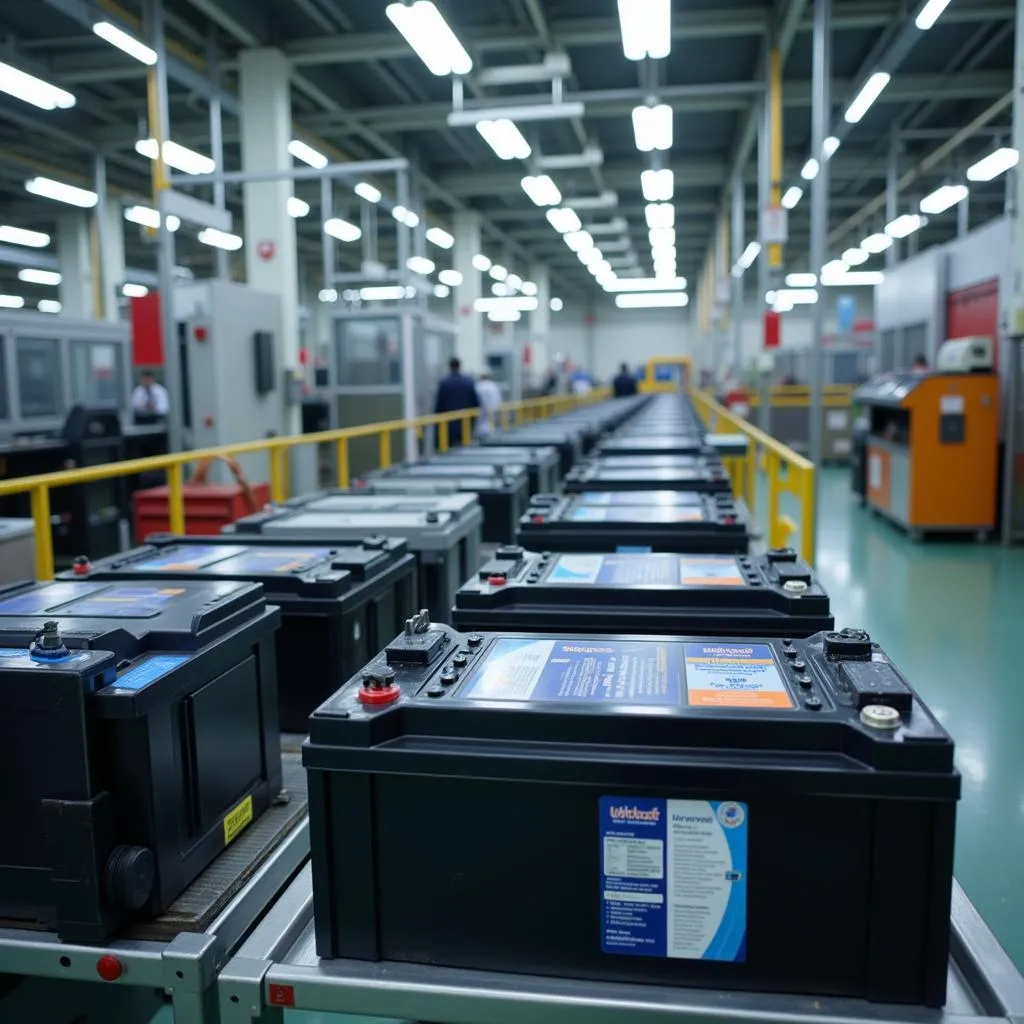 EV battery production line in a factory