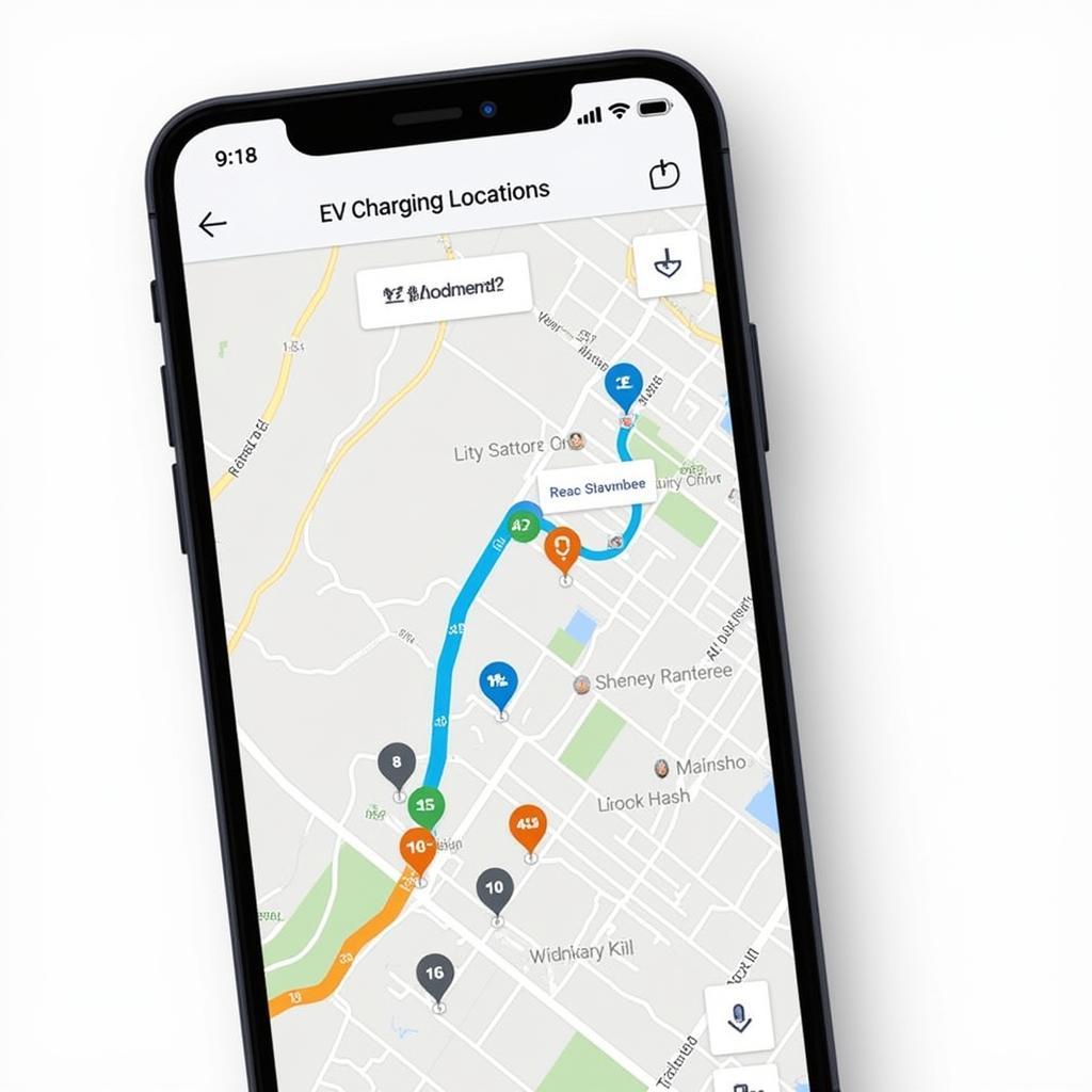 EV Charging Station Map on Smartphone