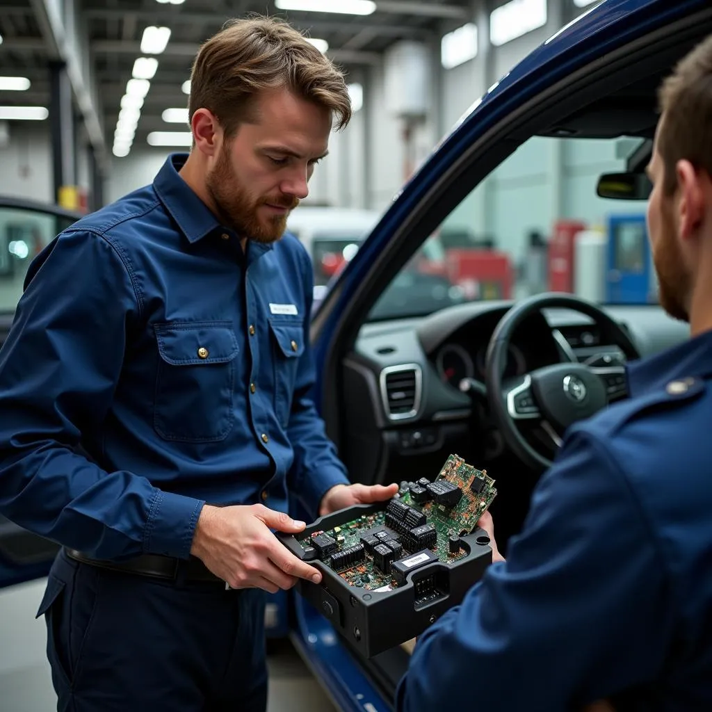 Technician Inspecting SRS Module