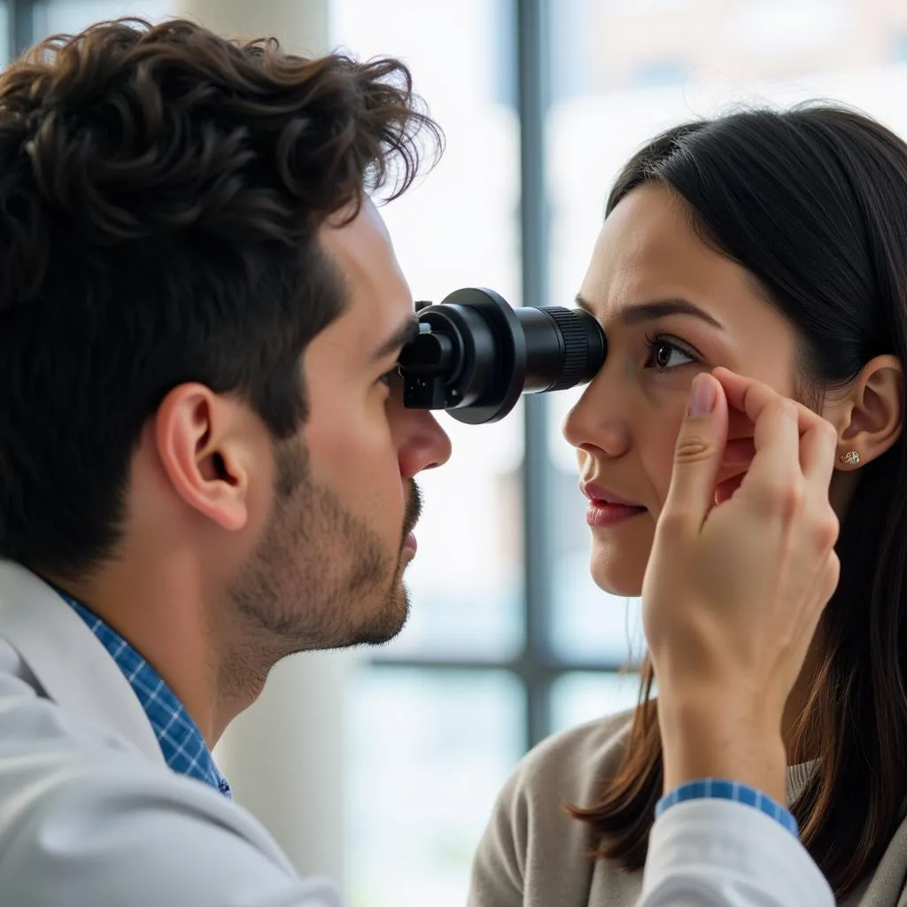 Eye Doctor Examining a Patient