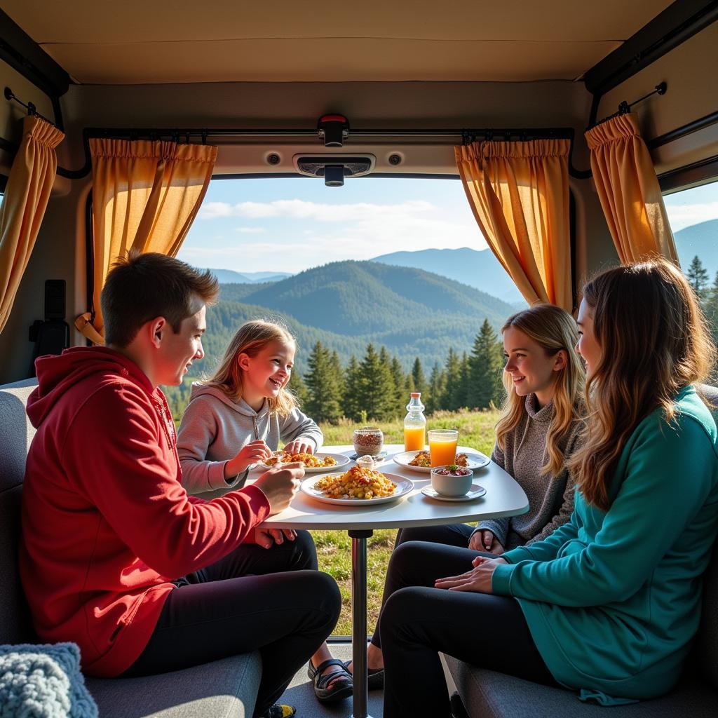 Family Enjoying their Car Roof Tent Camping Trip